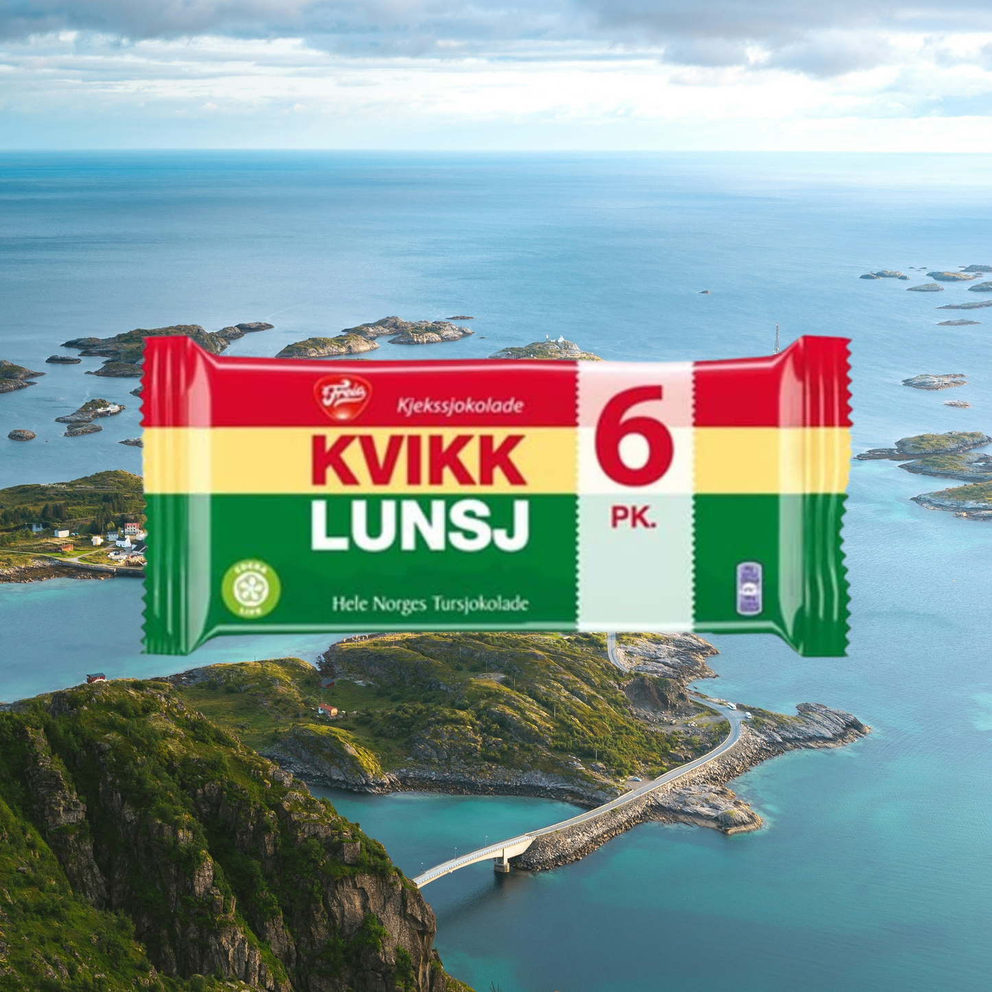 Freia Kvikk Lunsj 6 Pack - Norway Chocolate Covered Wafers 47 grams (6 Pack)