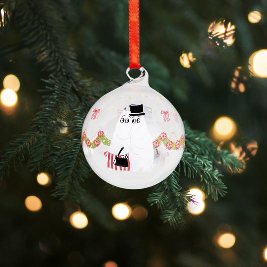 Moomin Glass Christmas Ornament - Finnish Holiday Handblown Garland Bubbles 2.75 in (7 cm)