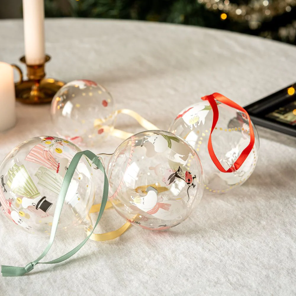 Moomin Glass Christmas Ornament - Finnish Holiday Handblown Garland Bubbles 2.75 in (7 cm)