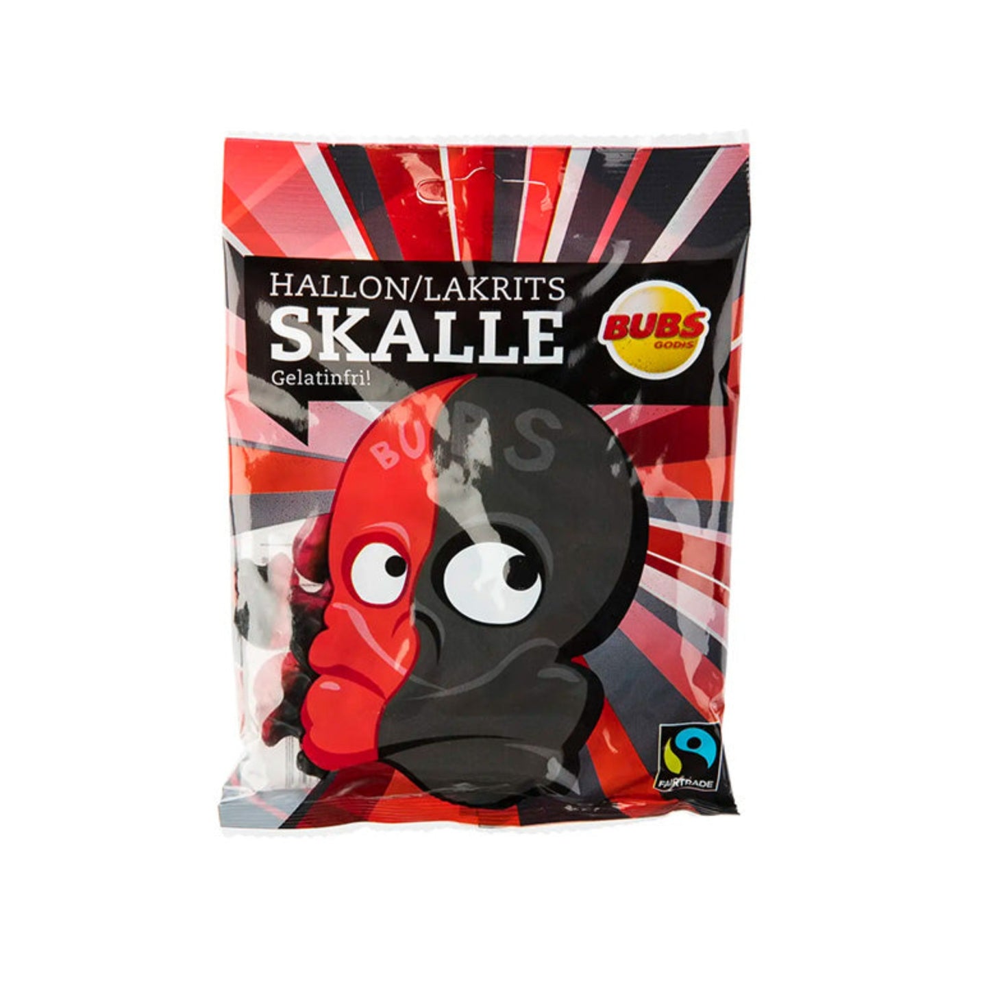 Bubs Godis Hallon/Lakrits Skalle Gelatinfri - Raspberry and Licorice Skulls 90 Grams (3.2 oz)