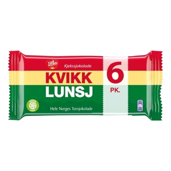 Freia Kvikk Lunsj 6 Pack - Norway Chocolate Covered Wafers 47 grams (6 Pack)