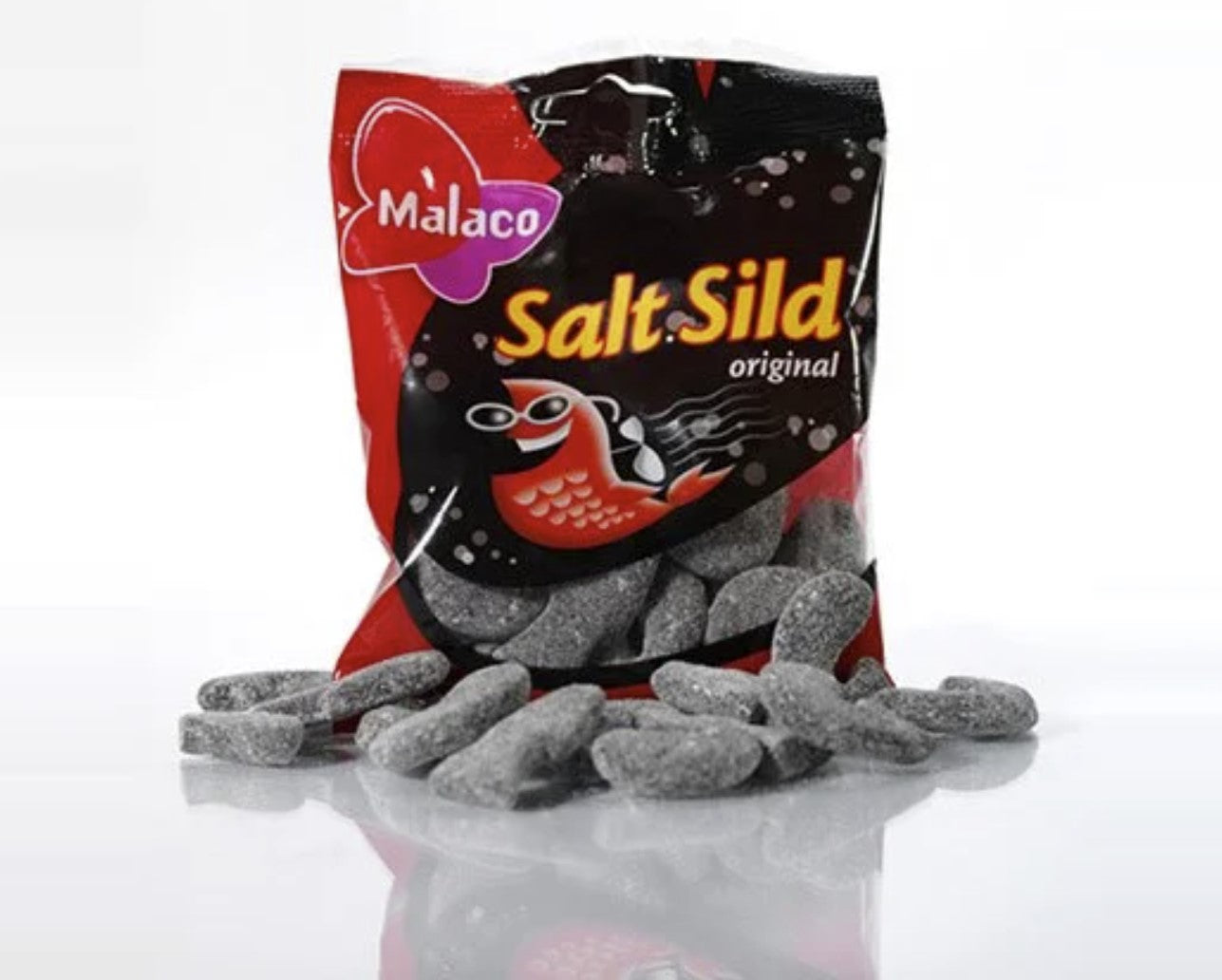Malaco Salt Sild - Salt Licorice in Shapes of Herring 100 grams (3.5 oz)