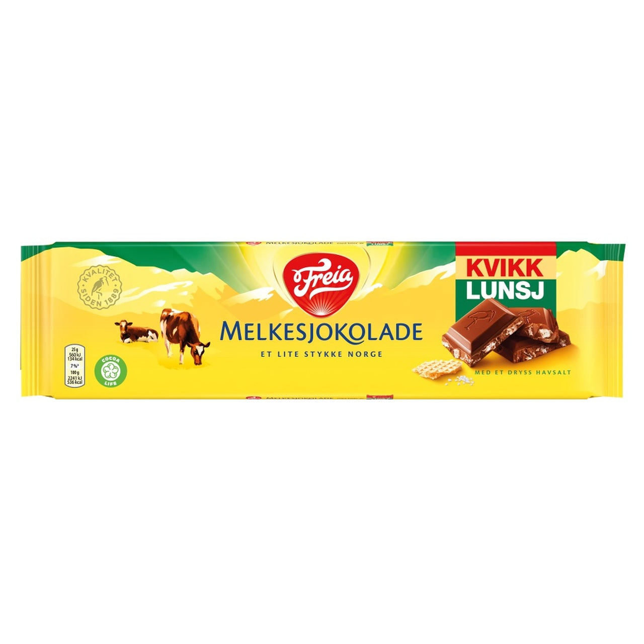 Freia Melkesjokolade Kvikk Lunsj - Freia Milk Chocolate with Kvikk Lunsj 200 grams (7 oz)