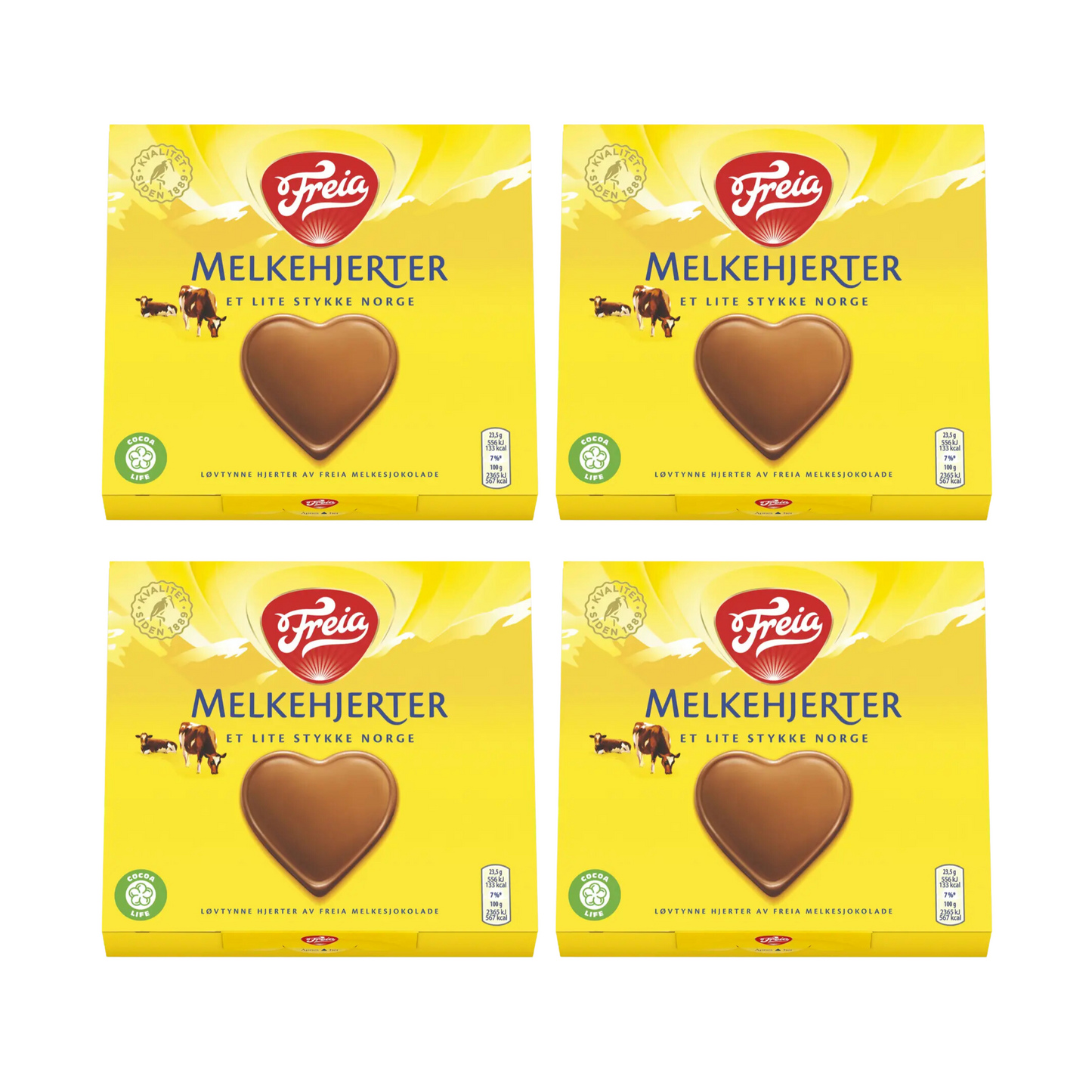 Freia Melkehjerter 4 Pack - Norway Freia Heart Shaped Chocolate 130 Grams (4.6 oz) 4 Pack