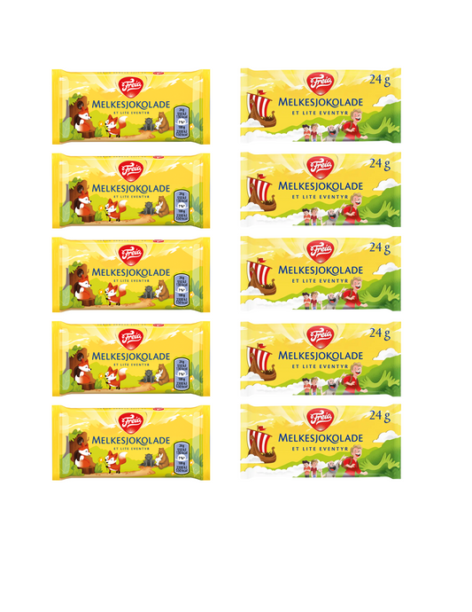 Freia Melkesjokolade 10 Pack Minis - Norwegian Chocolate Stocking Stuffers 24 grams (10 pk) - Free Shipping