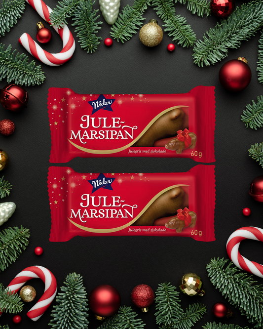 Nidar Christmas Pig Marzipan with Chocolate (2 Pack) - Norwegian Julemarsipan Julegris med Sjokolade 60 grams (2.1 oz) (2 Pack)