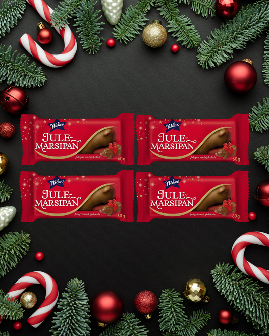 Nidar Christmas Pig Marzipan with Chocolate (4 Pack) - Norwegian Julemarsipan Julegris med Sjokolade 60 grams (2.1 oz) (4 Pack)