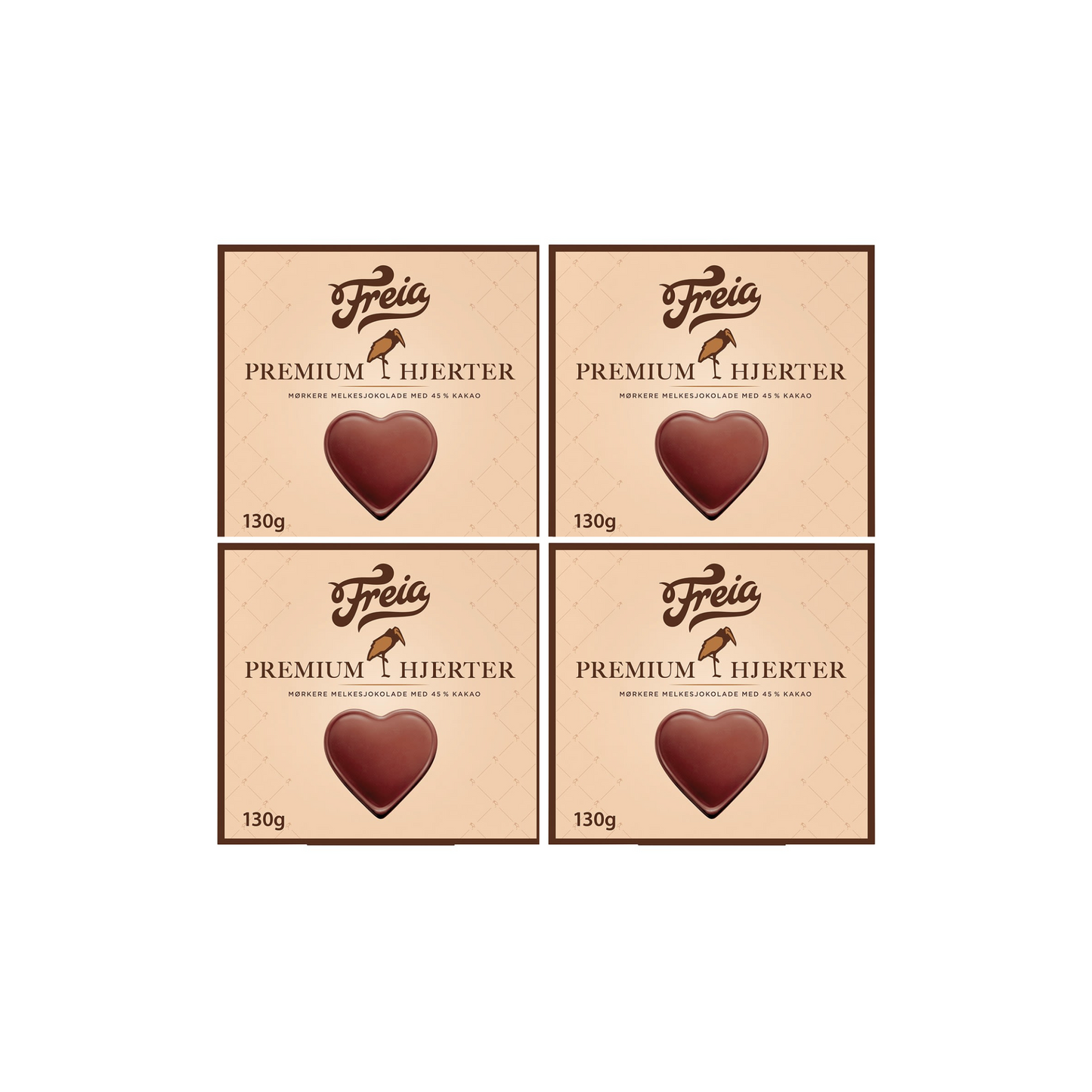 Freia Premium Hjerter (4 Pack) - Norway Mørkere Dark Chocolate Heart Shaped Chocolates 130 Grams (4.6 oz) (4 Pack)