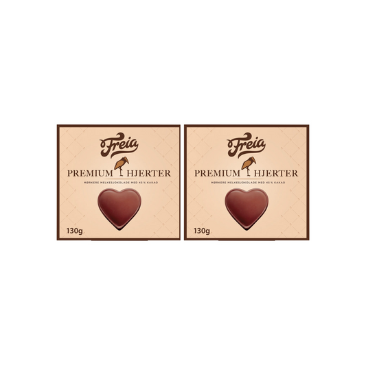Freia Premium Hjerter (2 Pack) - Norway Mørkere Dark Chocolate Heart Shaped Chocolates 130 Grams (4.6 oz) (2 Pack)