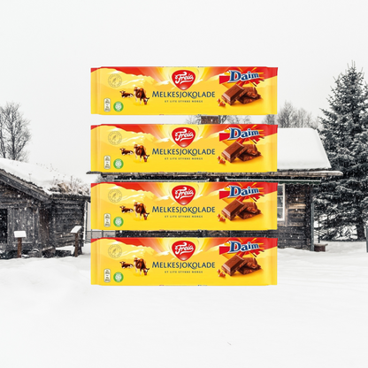 Freia Melksjokolade Daim (4 Pack) - Freia Milk Chocolate with Daim 200 grams (4 Pack)