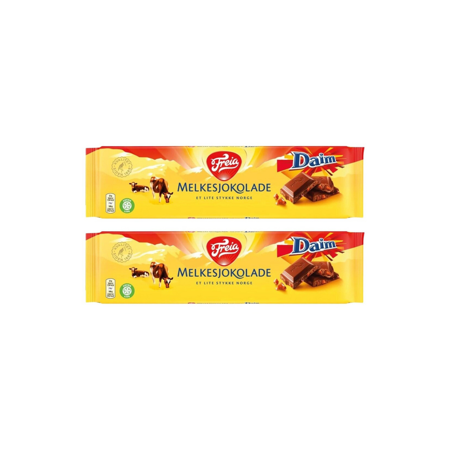 Freia Melksjokolade Daim (2 Pack) - Freia Milk Chocolate with Daim 200 grams (2 Pack)
