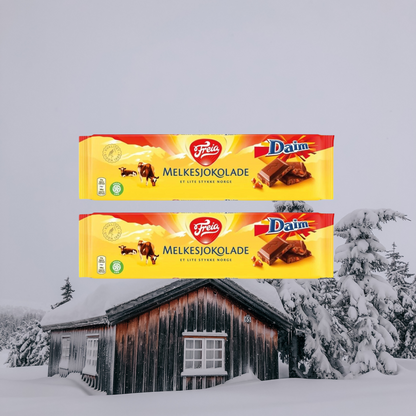 Freia Melksjokolade Daim (2 Pack) - Freia Milk Chocolate with Daim 200 grams (2 Pack)