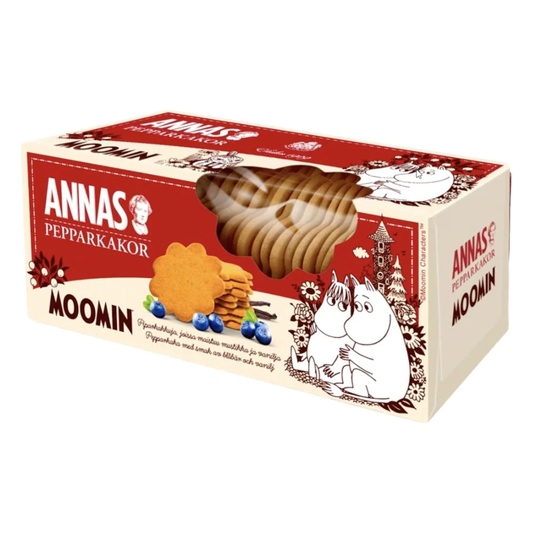 Annas Pepparkakor x Moomin Christmas Gingerbread Cookies - Blueberry and Vanilla Holiday Ginger Thins 150 grams (5.3 oz)