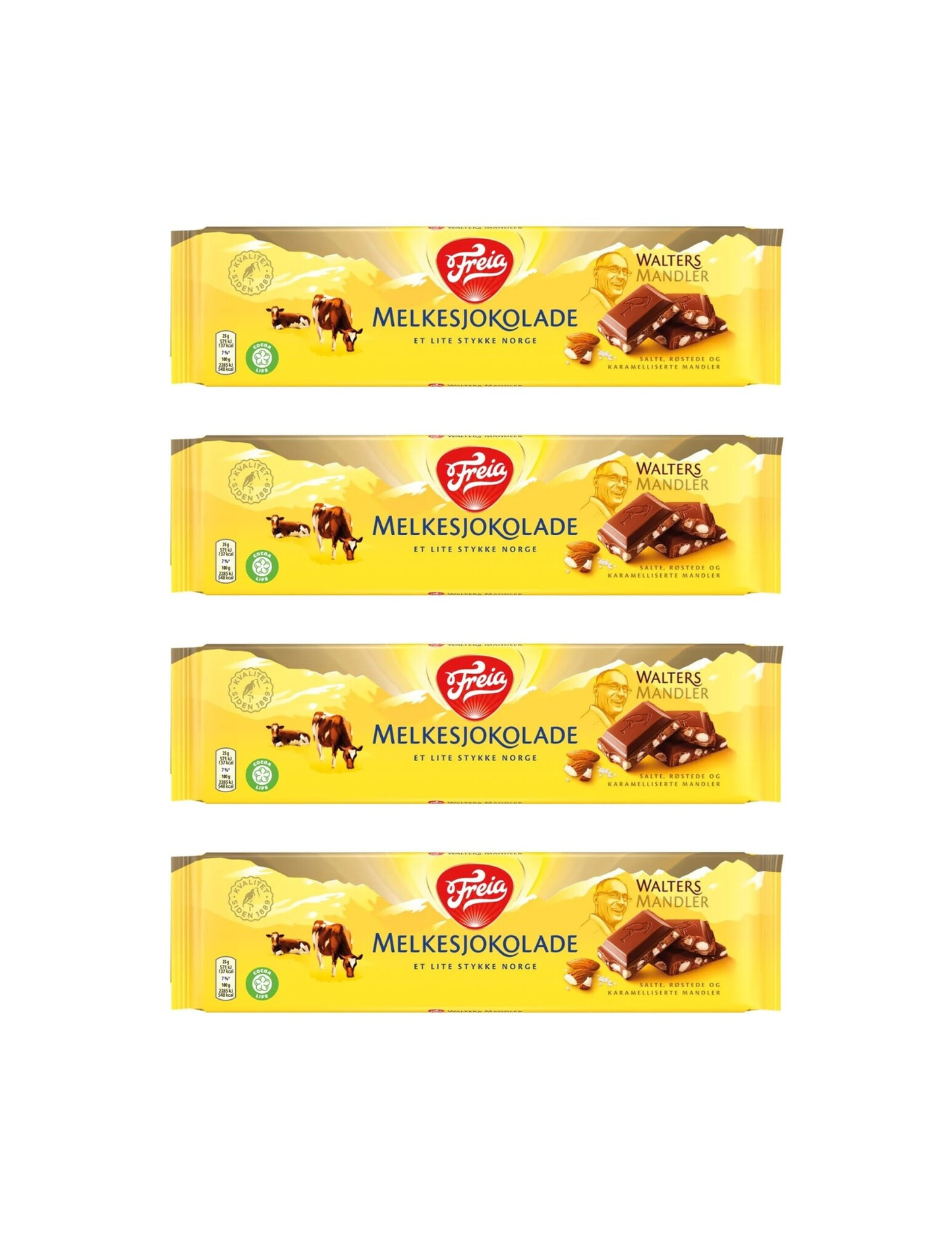 Freia Walters Mandler 4 Pack - Freia Milk Chocolate with Almonds  200 grams (4 pk)