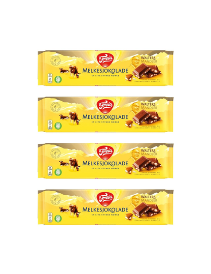 Freia Walters Mandler 4 Pack - Freia Milk Chocolate with Almonds  200 grams (4 pk)