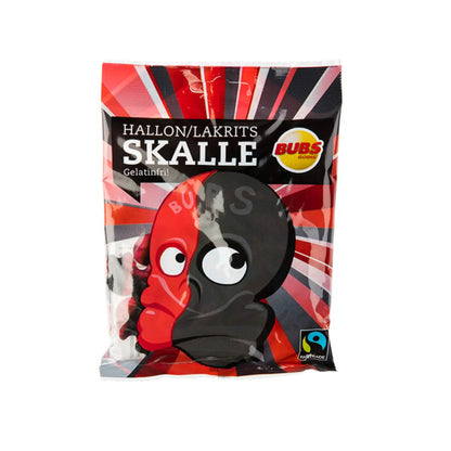 Bubs Godis Hallon/Lakrits Skalle (2 Pack) - Raspberry and Licorice Skulls 90 Grams (3.2 oz)