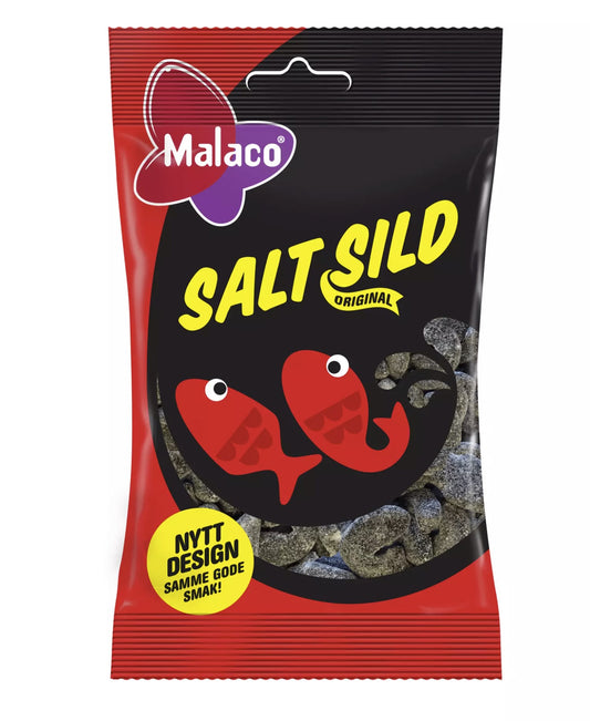 Malaco Salt Sild - Salt Licorice in Shapes of Herring 100 grams (3.5 oz)