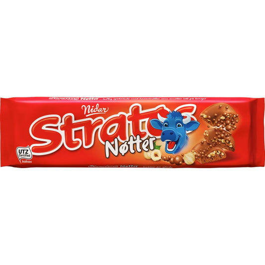 Nidar Stratos Nøtter - Airy Chocolate with Chopped Hazelnuts 155 Grams (5.5 oz)